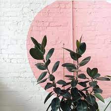 pink mural on white brick wall ideas