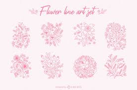flower line art set vector