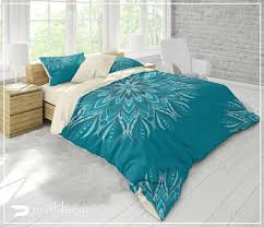 Mandala Bedding Set Boho Teal Blue And