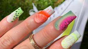 vibrant acrylic nail ideas 2023