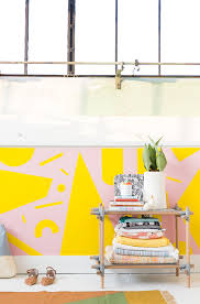 colorful diy mural with geometric shapes