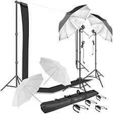 Amazon Com Hyj Inc Photography Umbrella Continuous Lighting Kit Muslin Backdrop Kit White Black Backdrop Clips Clamp 10ft Photo Background Photography Stand System For Photo Video Studio Shooting Camera Photo