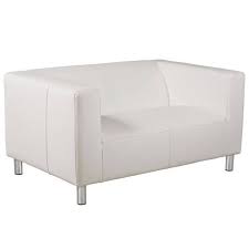 white faux leather two seater sofa for