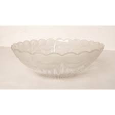 Large Glass Bowl With Etched Fl
