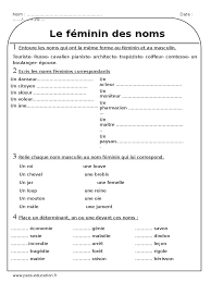 Féminin Des Noms Ce2 Exercices À Imprimer | PDF