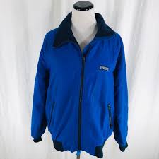 Vintage 80s Lands End Blue Bomber Style Squall Jacket Fleece Lined Sz Womens Xl Usa