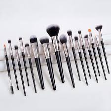 16 pcs black custom logo makeup brushes