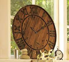 Rustic Wood Iron Clock Pottery Barn