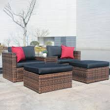 Brown Wicker Sectional Sofa Set