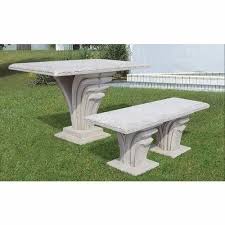 Outdoor White Garden Marble Table And Bench