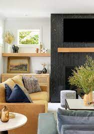 Black Tiled Fireplace Design Ideas