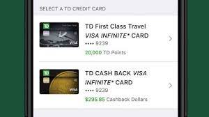 credit card balance using td points