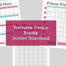 Printable Fitness Bundle Food Diary Fitness Tracker And Measurement Chart Weight Loss Management Instant Download A4 A5 8 5 X 11