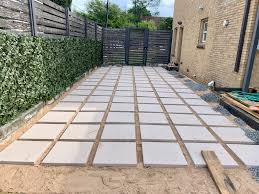 white limestone patio concrete pavers