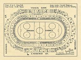 Vintage Print Of Boston Garden Hockey Seating Chart On Photo Paper Matte Paper Or Canvas