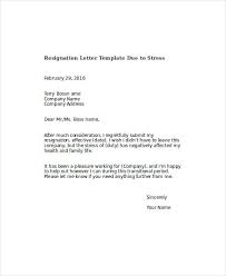 13 resignation letter due to stress