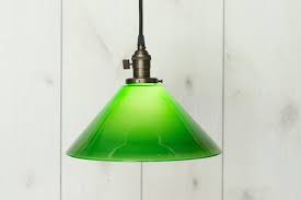 pendant 12 cased green glass lamp shade