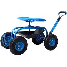 Blue Rolling Garden Scooter Garden Cart