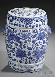 chinese blue and white garden seats