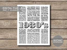 This is my third quiz concerning the period 1930 … Instant Download 1930s Printable Jpg File Decade History Trivia Facts Printable Poster Birthday Decade In Review Printables Posters Printable History