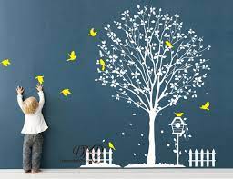 Buy Nursery Wall Decal White Tree Wall