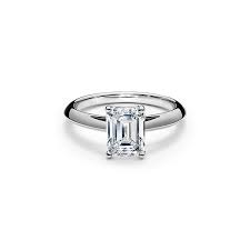 Emerald Cut Diamond Engagement Ring In Platinum