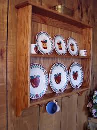 Plate Display Rack Oak Wall Shelf And