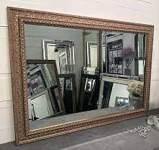 X Large Antique Silver Mirror Shabby