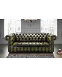 green leather sofas and chairs fast