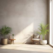 Stucco Wall And Pot With Plant 3d Rendering