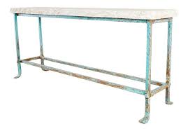 Patinated Iron And Stone Garden Console