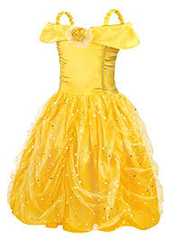 Amzbarley Little Girls Belle Princess Costume Children Clothes For Toddler Kids Party Dress Up 4t Yellow