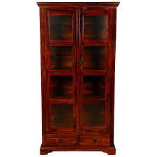 Brown Wooden Book Shelf With Glass Door