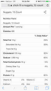 The Nutrition Facts Of Chickfila 12 Counts Which I Get