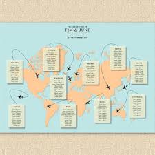 Antique Chic World Map Wedding Seating Chart With Luggage Tags