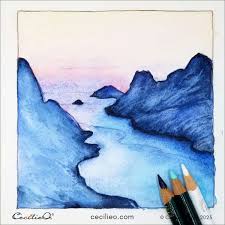 Watercolor Mountain Landscape With Sunrise