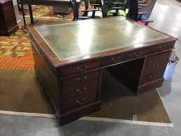 Executive desk is a complete workplace solution. 66 X 48 Antique Leather Inlay Partners Desk Office Barn