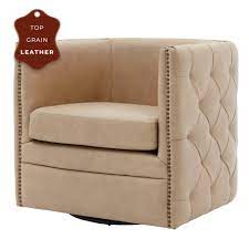 And options like a tufted seat, nail head trim, and swivel base for style and. Leslie Top Grain Leather Swivel Tufted Chair