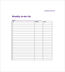 Weekly To Do List Template 6 Free Word Excel Pdf Format