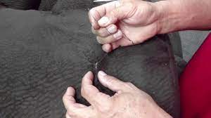 How to repair a hole by cigarette burn in the suede fabric sofa - YouTube