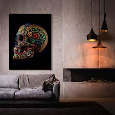 Skull Colorful Sugar Skull 16 Canvas