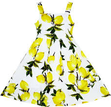 Girls Dress Sleeveless Fruit Yellow Lemon Green Leave 4 Ebay