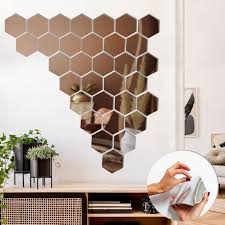 Hexagon Shape Mirror Wall Decor 32 Pcs