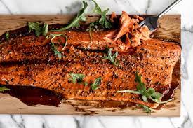 cedar plank salmon with brown sugar