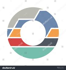 Pie Chart Six Colored Sections Template Stock Vector