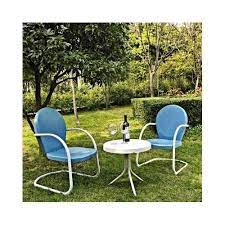 3 Pc Blue Retro Patio Set Metal Retro