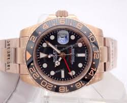 It is completed with a rose gold band that opens and. Rolex Gmt Master Ii Black Ceramic Bezel Rose Gold Replica Watch