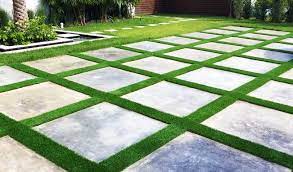 artificial grass between pavers