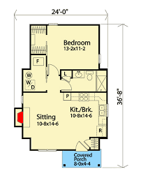 1 Bed Tiny House Plan With Fireplace