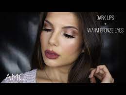 dark lips warm bronze eyes makeup
